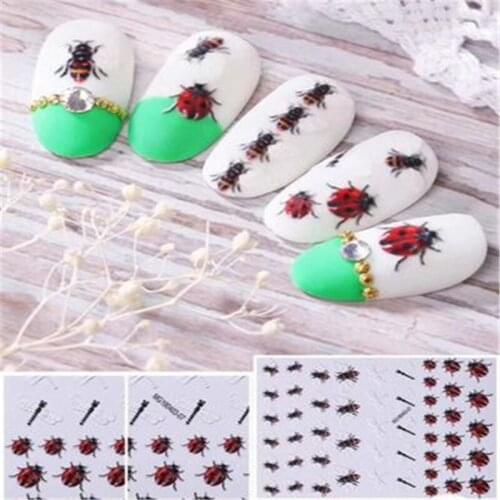 Hgh Quality Large Version 6 D Cubic Nail Sticker Bees Insect Fine Design Cute Dragonfly Nail Sticker