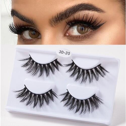 Mink Hair 2 Pairs Eyelashes Set Hand Made False Eyelashes Natural Long Lasting Extension Full Strip Lashes Makeup Magnetic Tools