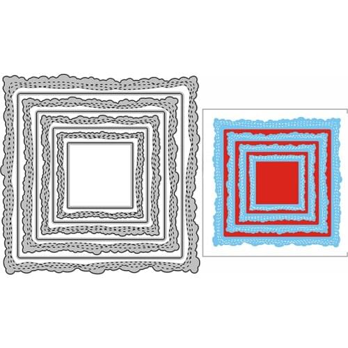 New Nested Stitched Lace Squares Frame Craft Embossing Mold 2021 Metal Cutting Dies for DIY Decor Scrapbooking Album Card Making