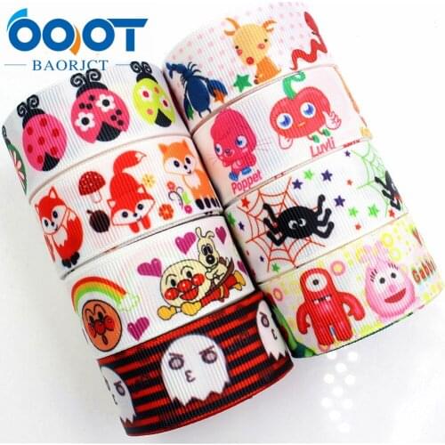 OOOT BAORJCT 1761317,22mm 10yard Cartoon Ribbons Thermal transfer Printed grosgrain Wedding Accessories DIY handmade material