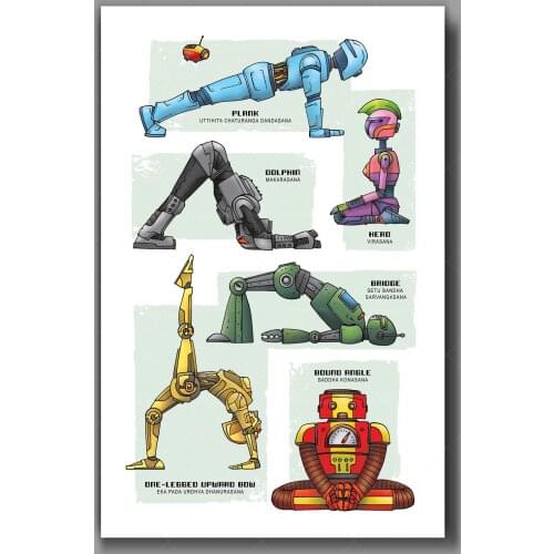 Robot Yoga-Yoga Poses-SuperArt Prints by Rob Ozborne
