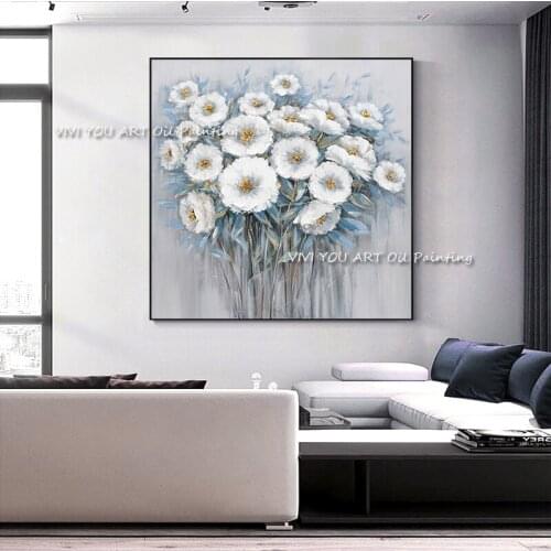 Hand Painted best white flower Oil Painting On Canvas Art Wall Painting For Living Room wall pictures Home Decoration