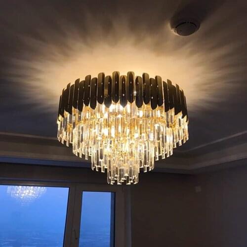 LED Modern Round Golden K9Crystal Chandelier Lighting Lustre Suspension Luminaire Pentent Lampen For Dinning or Living Room