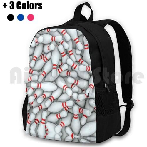 Bowling Pins Outdoor Hiking Backpack Riding Climbing Sports Bag White Sport Game Recreation Background Leisure Competition