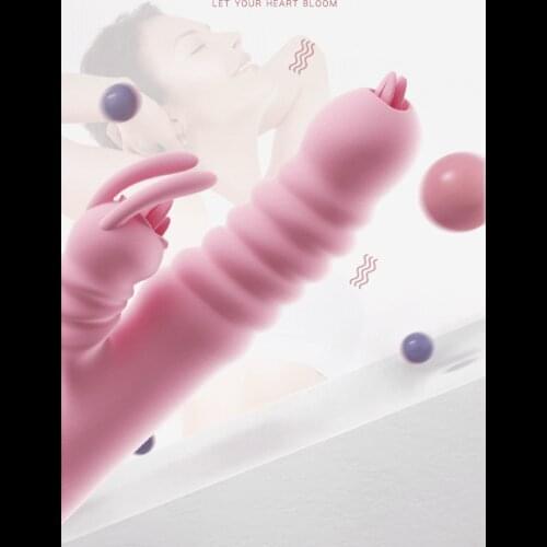 Tongue Licking Vibrating Dildo Rabbit Vibrator Telescopic Swing Heating Fidget Pink Adult Product Sex Toys For Women Masturbator