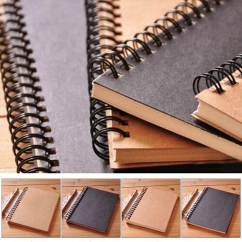 High Quality Hard Back Spiral Bound Coil Sketch Book Blank Paper Kraft Sketching Paper
