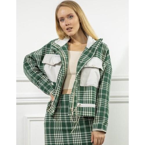 Women Style Coat Pockets Tailored Collar Stylish Outerwear Stamp Fabric Streetwear 2020 Autumn Winter