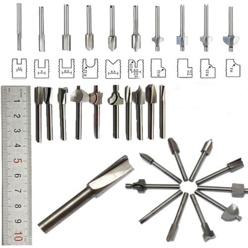 10pcs 3.2-6.5mm 1/8 Inch 3.175mm Shank HSS Router Bits Files for Woodworking Wood ABS PVC plastics Copper Aluminum Drilling