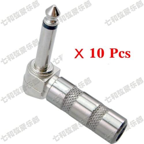 10 Pcs 6.35 mm 1/4 inch Mono Male Plug Right Angle 90 Microphone Audio Guitar Bass Cable Connector plug