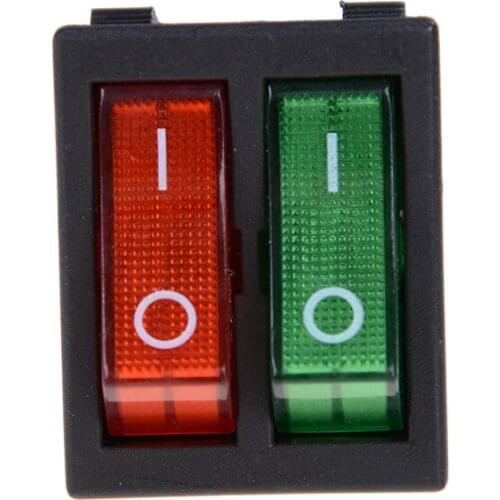 16A 125/250VAC Boat Switches 1PCS KCD4 Double Boat Rocker Switch 6 Pin On-Off With Green Red Light
