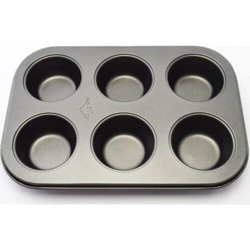 6-Cup Reusable Carbon Steel Cupcake Mold Cake Cookie Mold Dessert Cake Mould Non-stick Cake Pan Baking Tools Bakeware Supply