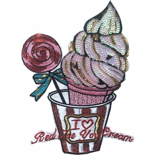 Clothing Accessories Lollipop Icecream Sequins Embroidery Applique Sew On Patch DIY Embroidered Bling Bling for Decoration