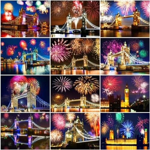 EverShine Diamond Painting 5D City Full Square Drill Diamond Embroidery Landscape Cross Stitch Fireworks Handmade Hobby