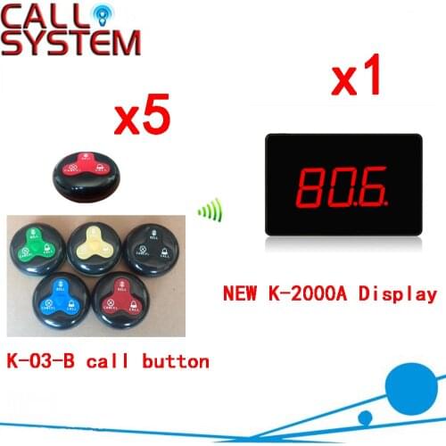 Wireless Calling System Wireless Table Waiter Service Call Server Buttons With Best Price For Hotel(1 display+5 call button)