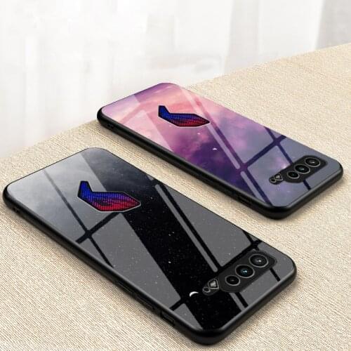 For ASUS Rog 5 Case Starry pattern Tempered Glass Phone Hard PC Cover For ASUS ROG Phone 5 Fundas