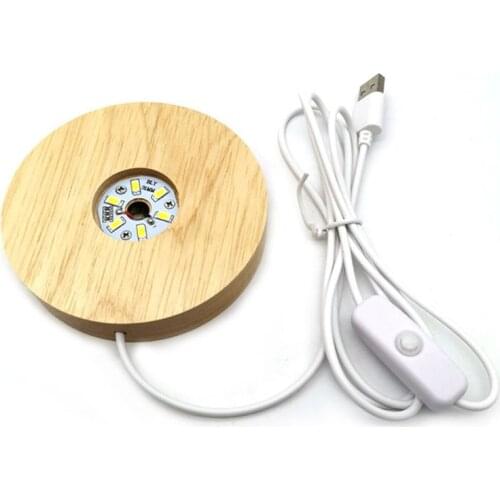 Handmade Resin Art Wood LED Light Dispaly Base Crystal Glass Resin Art Ornament Wooden Night Lighted Base Stand Crafts