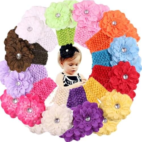 26 PCS/Lot Kids Girl Artificial 4 Inch Chic Peony Fabric Flower Headband Head Wear Hair Accessories Newborn Photography Props