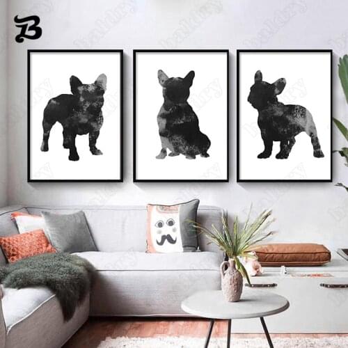 Canvas Painting Animal Wall Art Graffiti Nordic Simple French Bulldog Pattern Posters Print for Living Room Home Decoration