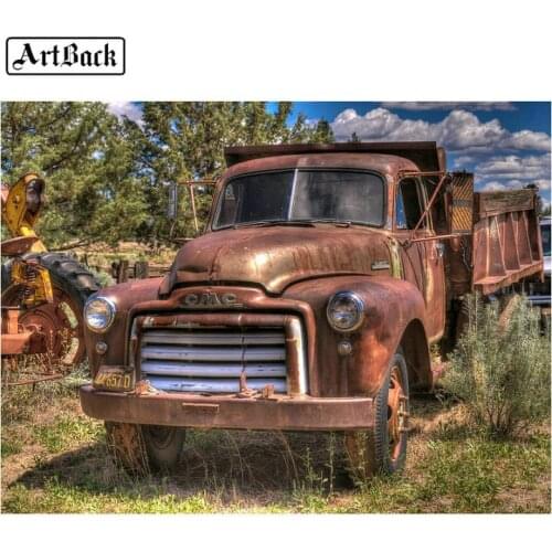 ARTBACK 5d diamond painting rust car handmade art diy full square diamond embroidery rhinestone mosaic sticker 30x40cm