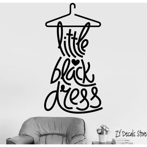 Little Black Dress Wall Decals Fashion Quote Wall Sticker Woman Stickers For Clothing Store Removable Home Window Decor L436