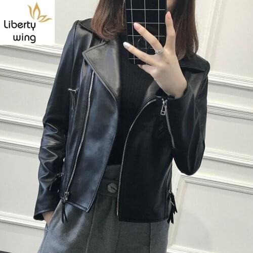 Fashion Women Classic Short Female Jacket Locomotive Style Womens Sheepskin Coat Genuine Leather Casacos