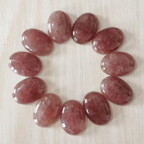 Fashion 25x18mm Natural Strawberry Crystal Oval CAB CABOCHON stone beads Free shipping Wholesale 12pcs/lot