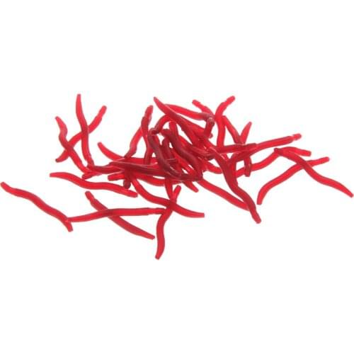 Pack of 50 Red Earth Worm Soft Lure Bait Great Imitation Realistic Movement