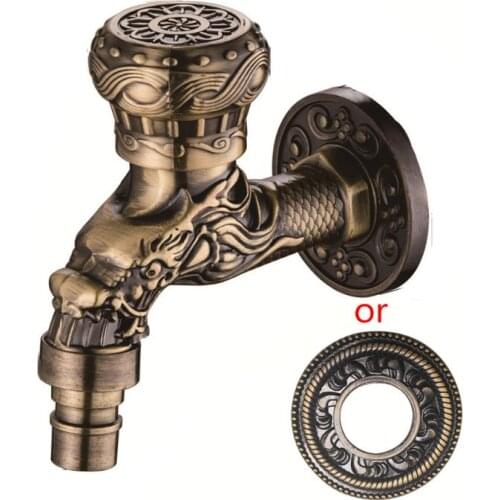 Antique Bronze Dragon Wall Mounted Tap Sink Faucet Retro Washing Machine Tap Outdoor Garden Hose Single Cold Water Tap