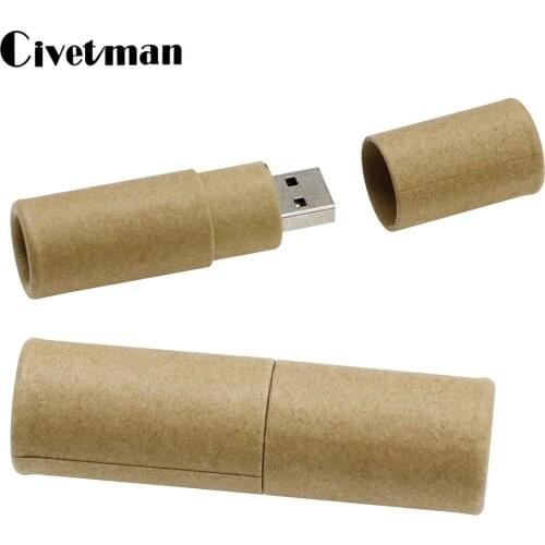 Novetly USB Flash Drive Wooden Paper tube Model USB 2.0 Memory Stick 4GB 8GB 16GB 32GB 64GB 128GB Pen Drive 256GB Thumb Drive
