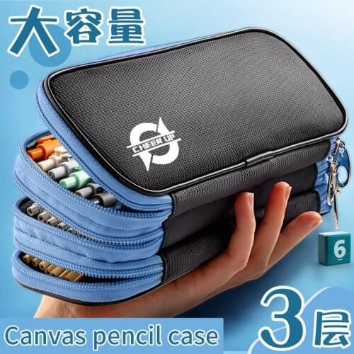 Pencil case students simple large capacity creative multifunctional multi-layer canvas box stationery organizer school supplies