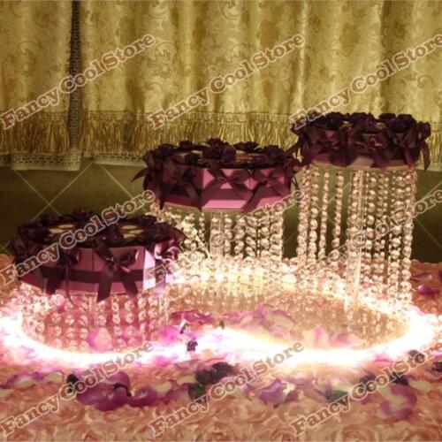 3pcs/lot Wedding Crystal Cake Stand / 3PCS Differents Stand Cake Stand Without Led Light For Wedding Decoration 03S2