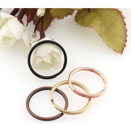 20pcs/lot Split Key Ring 25mm Rose gold/Black Metal Keychain Key Holder Wire Circle Keyring Creative DIY Accessories