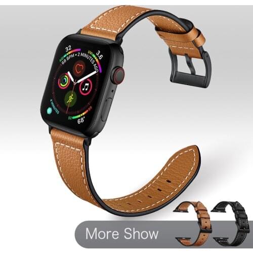 Watchband For Apple Watch Series SE 6 5 4 40mm 44mm Bracelet Classic Genuine Leather Watch Strap For Apple Watch 3 38mm 42mm