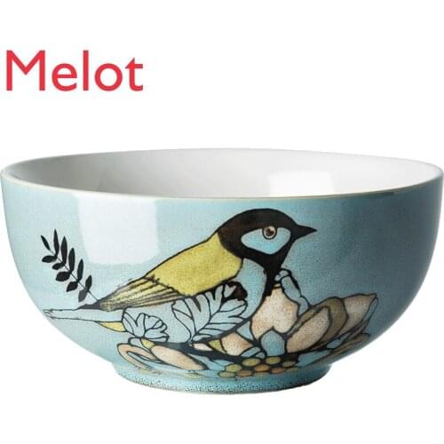 Hand Painted Beef Noodle Bowl Household Bowl Creative Noodle Bowl Personality Meal Bowl Ceramic Salad Bowl Soup Bowl Tableware