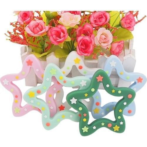 Chenkai 10PCS Silicone Star Teethers Food Grade Baby Cartoon Pacifier Teething For Baby Nursing Accessories and Gifts BPA Free