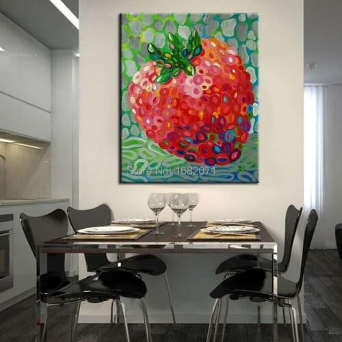 Old Artist Pure Hand Painted Fresh Strawberry Oil Painting For Kitchen Decoration Modern Abstract Strawberry Canvas Painting