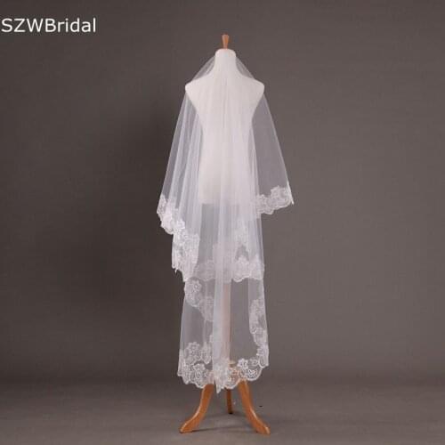 New Arrival White Ivory Lace Edge Bridal Veil Cheap Wedding accessories Without Comb Welon Boda Wedding veils Matrimonio