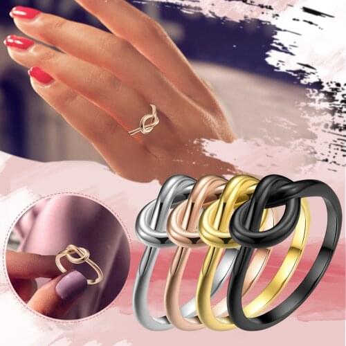 Punk Style Titanium Gothic Ring Women Knotted Heart Rings Titanium Steel Ring Wedding Birthday Party Jewelry Gift Dropshipping