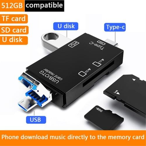 External Type-c Card Reader 3 IN 1 Multifunctional USB 2.0 Micro-SD TF Memory Card Reader Adapter OTG Interface