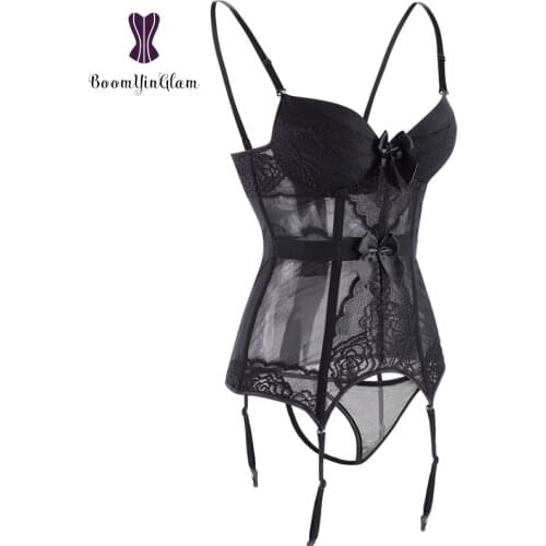 Women Erotic Cotton Bustier Slimming Lace Shapwear Sexy Cosplay Suit Padded Corset With Adjustable S-XXL 944