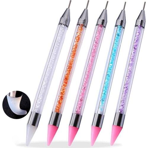 1pcs Dual ended Nail Dotting Pen Finger Painting Pen Art Design Nail Rhinestone Picker Wax Pen Nail Decorations Accessories