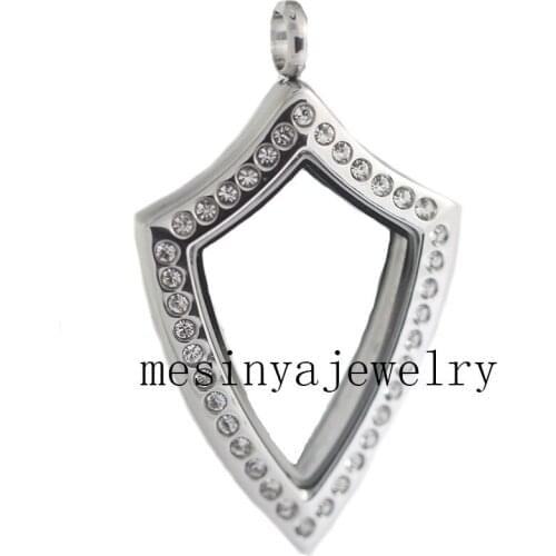 2015 popular 10pcs Shield Stainless steel 43x25.5mm glass locket for floating charms xmas mothers