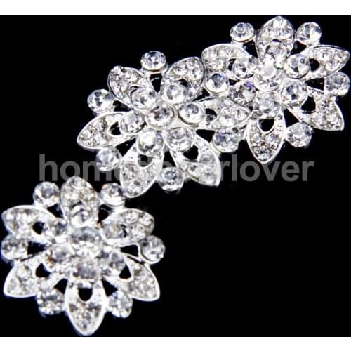 10pcs Crystal Diamante Faux Pearl Flower Buttons Sewing Craft DIY 22mm