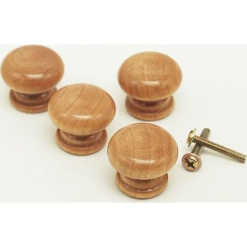 10Pcs/Pack 2.5X2CM Size Natural Wooden Cabinet Drawer Wardrobe Door Knob Pull Handle Hardware Plain Circle Handles