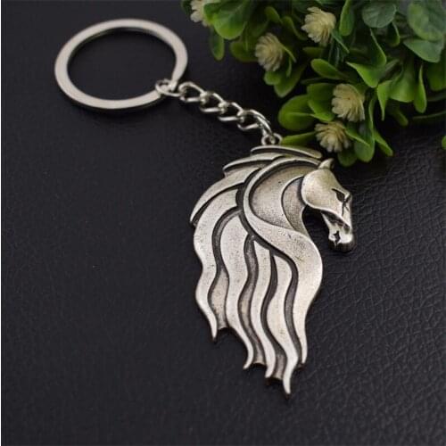 12pcs Horse Head Keychain Cool Vintage Mens Keyrings Amulet Gift Jewelry