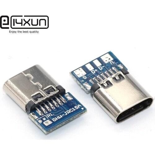 2/5/10pcs USB 3.1 Type C Connector 14 Pin Female Socket Receptacle Through Holes PCB 180 Vertical Shield