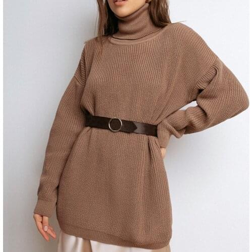 2021 Womens Oversize Sweater Black Turtleneck Long Sleeve Autumn Winter Loose Long Jumper Beige Knitted Warm Sweaters for Women
