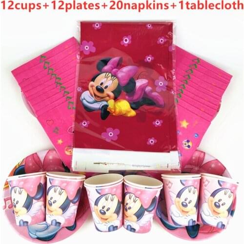 45Pcs Disney Red Minnie Mouse Kids Girl Birthday Party Tableware Cup Plate Napkins Baby Shower Decoration For Party Supplies