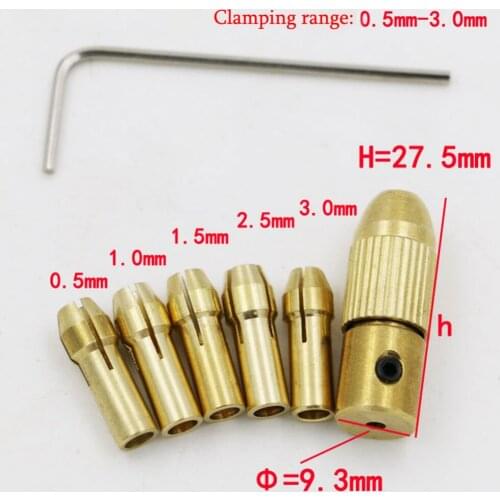 5Pcs Mini Drill Chucks 0.5-3.0mm Fit For Micro Twist Electronic Drill Collet Clamp Set Power Tool Accessories W/ Wrench