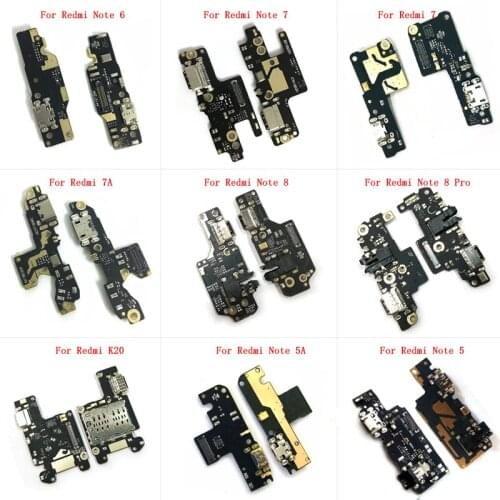5pcs USB Charging Port Dock Connector Flex Cable For Xiaomi Redmi Note 5 5A 6 6A Plus 7 7A 8 Pro S2 K20 F1